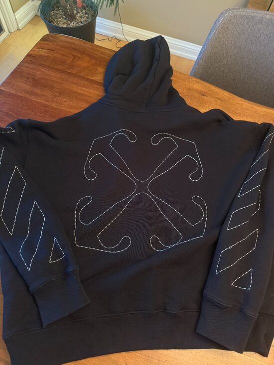 Off-White Other - Off White Stitch Arrow Cotton Hoodie Oversized - Black - Size L